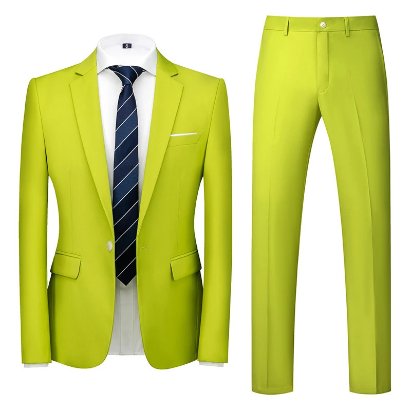22 Colours Single Breasted Formal Wedding Suits Mens Clothing Fashion Simple Men Business Social Prom Party Dress 2 Piece Set 241024