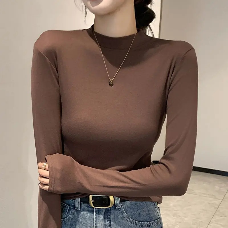 Spring/Summer Womens Splicing Pulling O-neck Fashion Solid Color Weight Loss Minimalist Casual Long Sleeve Top 241031