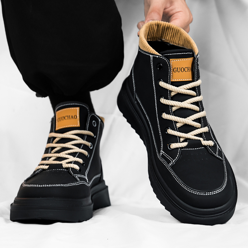 High top winter new designer black work board shoes men's anti slip and wear-resistant Martin boots anti fouling sports casual safety shoes
