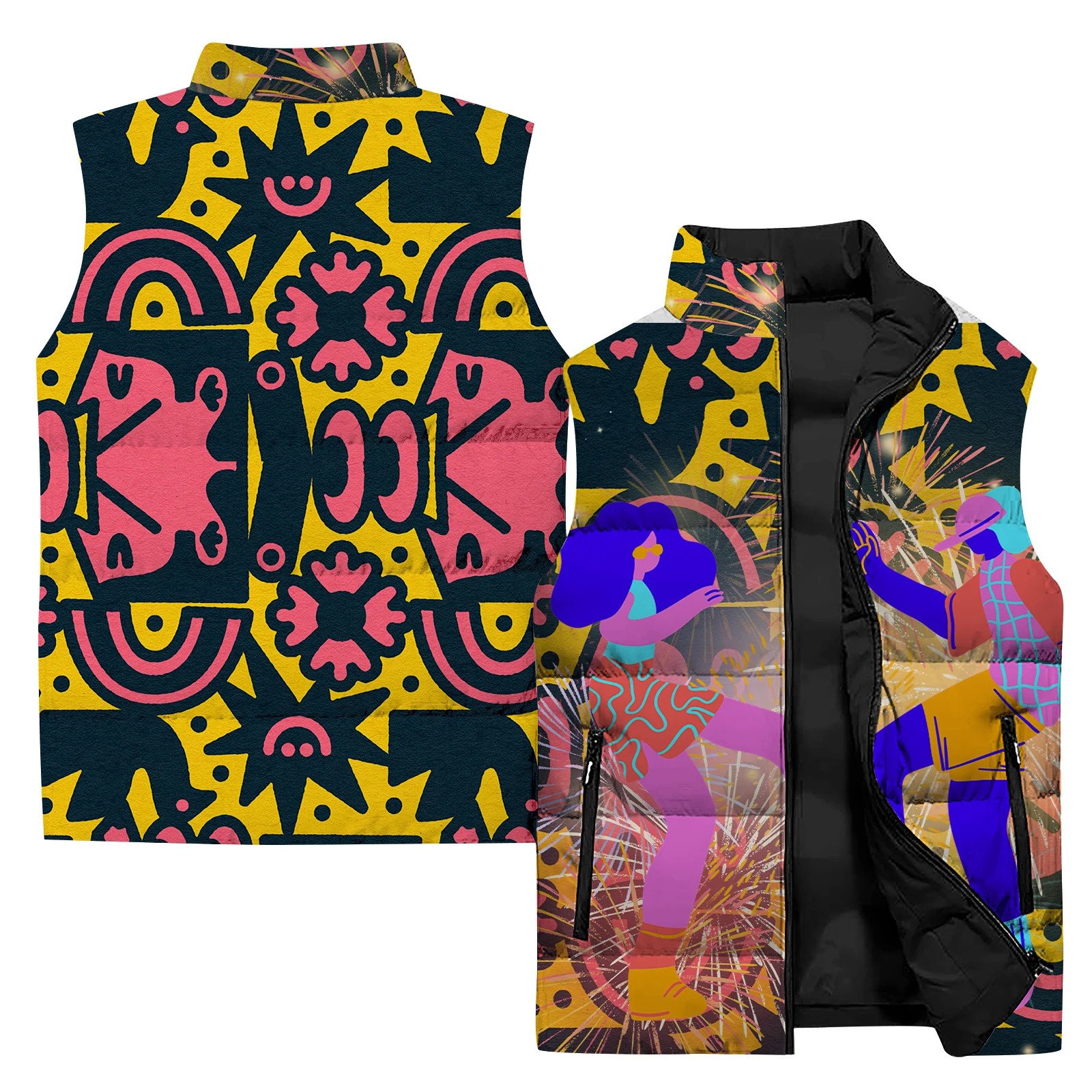 Vintage Vests for Men Vest Warmth Durable Man Jackets 3D Printing Mens Clothing Trend Clock Retro Butterfly Fashion Working 241031