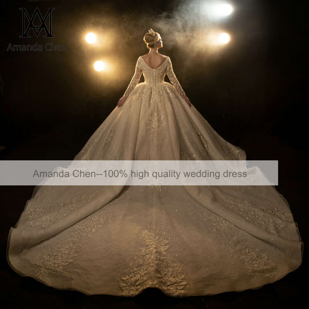 Long Sleeve Lace Ball Gown Wedding Dress