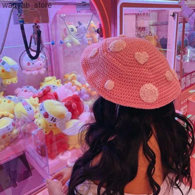 Wide Brim Hats Bucket Hats Halloween Hats Adult Crochet Mushroom Soft Slouchy Hat for Outdoors Wholesale Mushroom Style Hat L240910