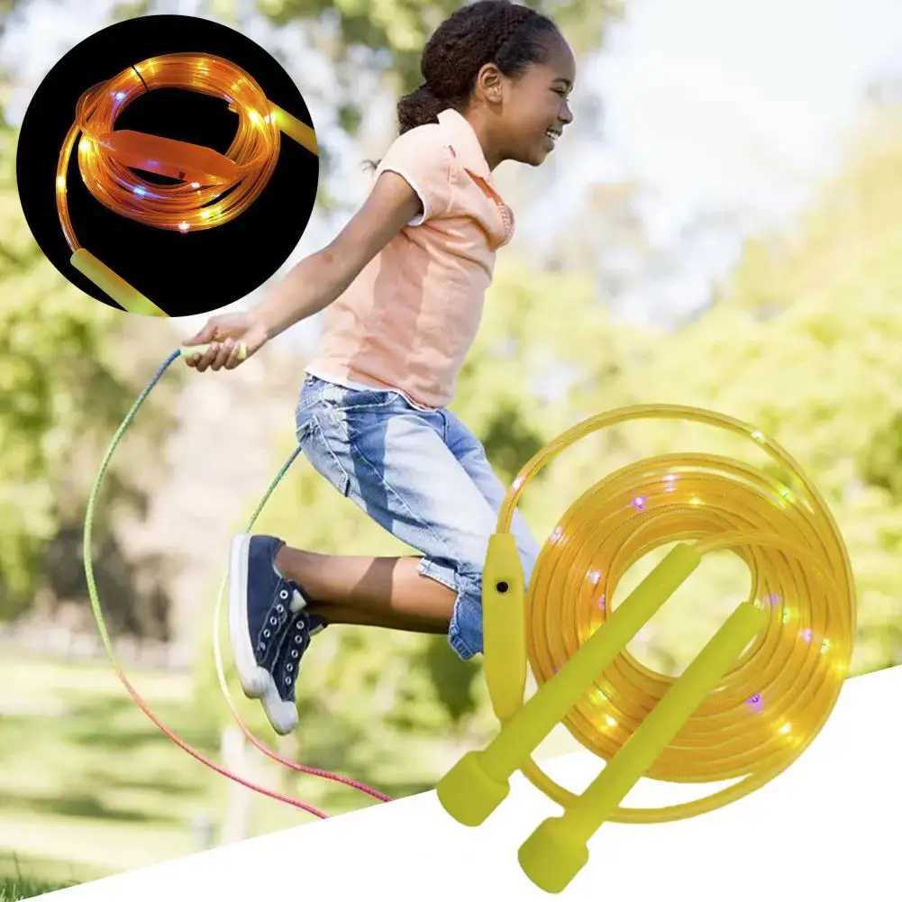 Luminous jump rope giant rope battery powered d jump rope childrens colorful light and comfortable grip for home useW241101