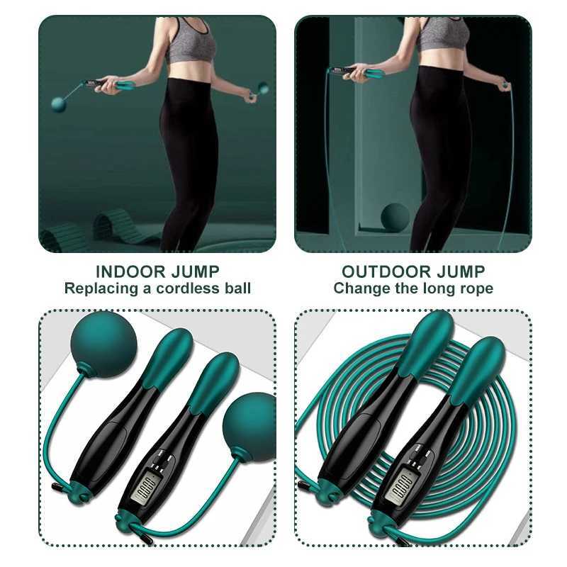 Weight Jump Rope Intelligent Anti Rovab Heavy Steel Ball Steel Wire Jump Rope Adult Endurance Training Burning Body Fat Weight LossW241101