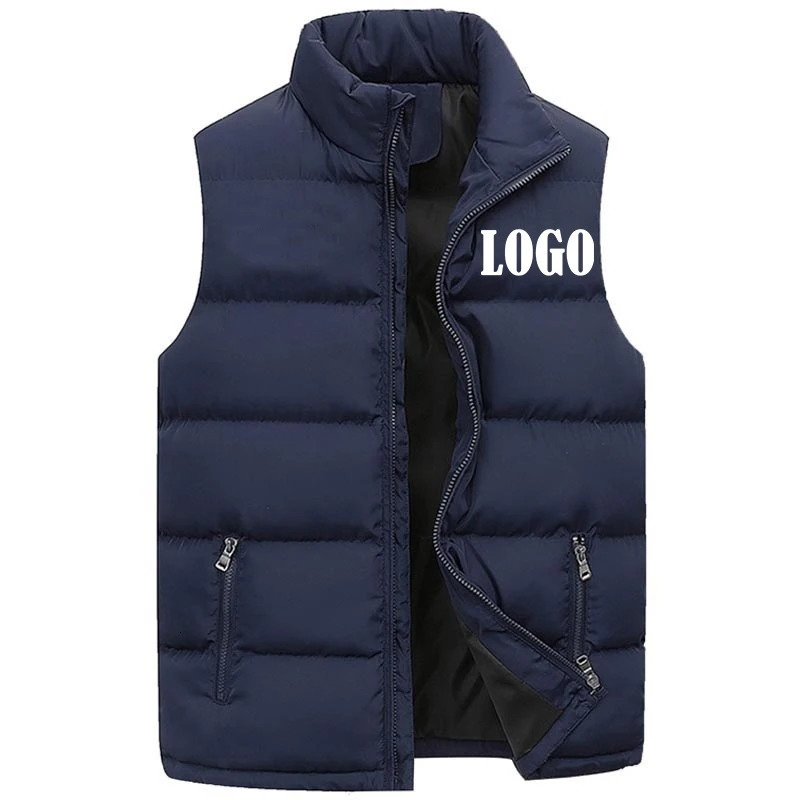 Customized Men Waistcoat Coats Jackets Thick Stand Collar Solid Color Cotton Vest Duck Down Jacket Sleeveless 241024