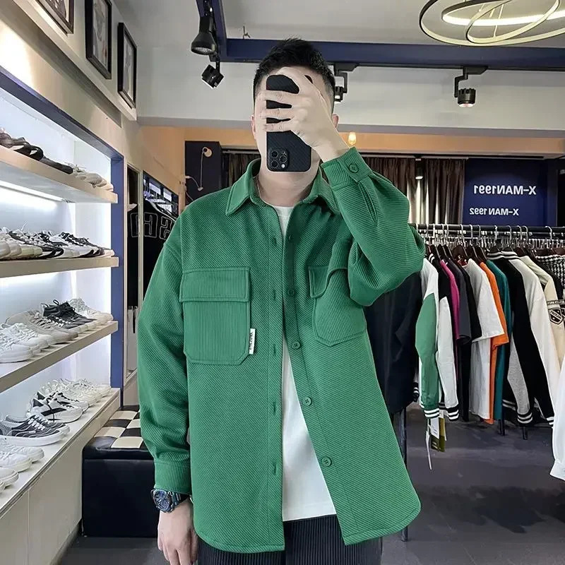 mens jacket solid color slim fashion Y2k retro mens jacket original Harajuku Joker cold 241031