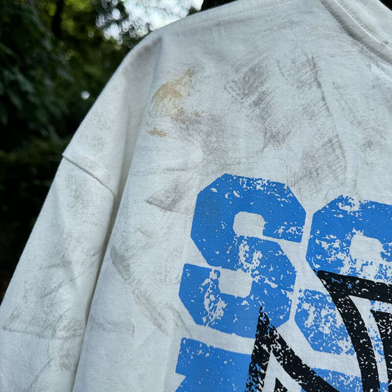 Saint O-Neck Cross Shape Vintage T Shirt Graffiti American Style High Street Casual Couple Autumn Tops