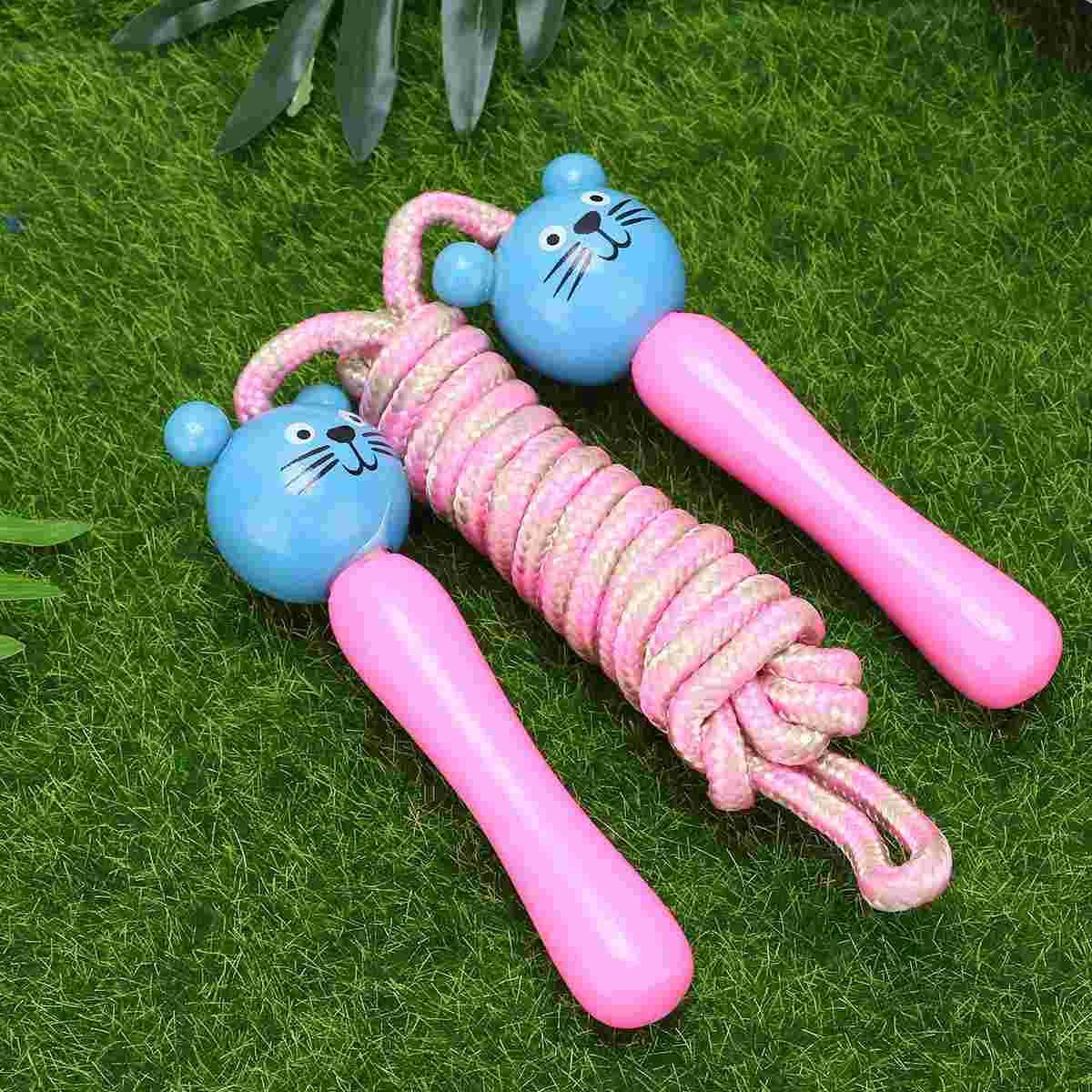 2 cartoon puppies childrens skipping rope fitness bamboo and wood sports ropeW241101