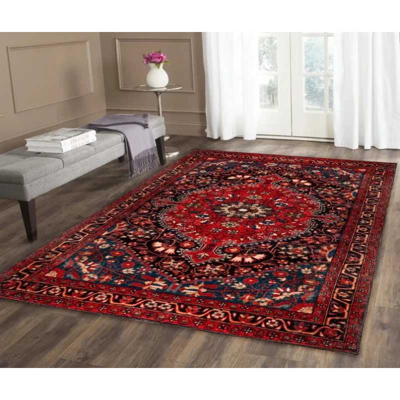 Oriental Medallion Red Area Rug Rustic Mid Century Modern Small Red Dark Blue Carpet Rugs for Living Room Bedroom Dining RoomXJ241101
