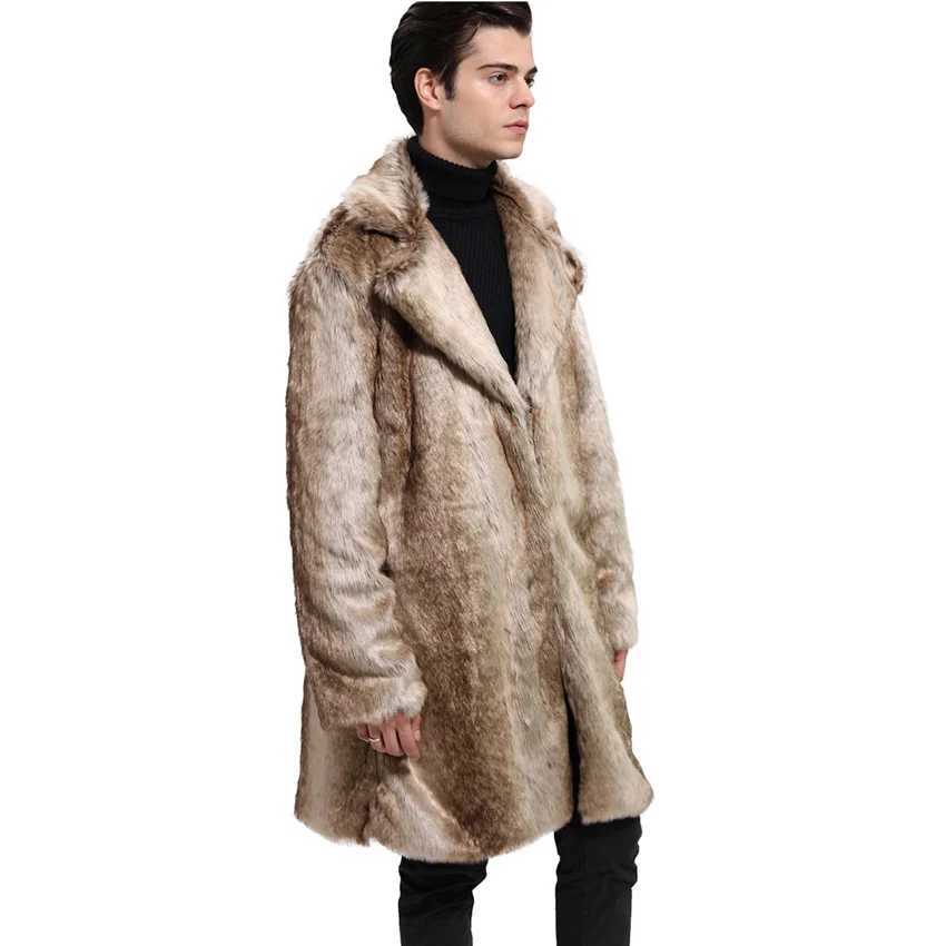Men hot new winter warm fashion imitation fur coat fur coat fur jacket long mink coat Fur coat men jacketXJ241102