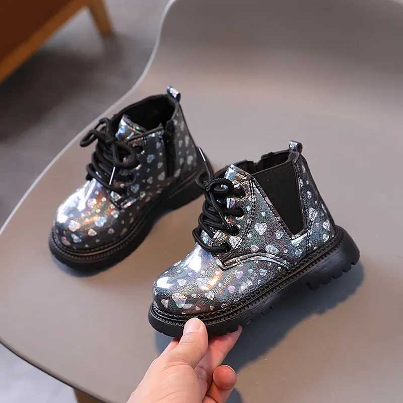 Childrens Girls Boots New Autumn Childrens Princess Leather Boots Fashion Gloss Childrens Leather Boots Shoulders Shoes Side Zipper M241102