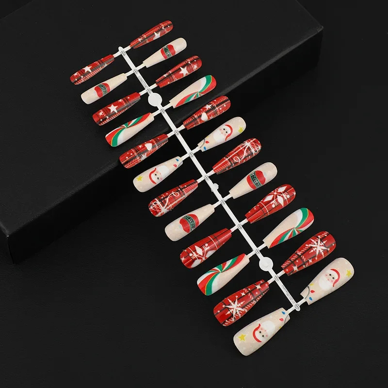 24 pieces/bag Ballet Artist Nail Ballet Artist Nail Christmas Collection Wearing Nail Christmas Tree Fake Nail Accessories 241031