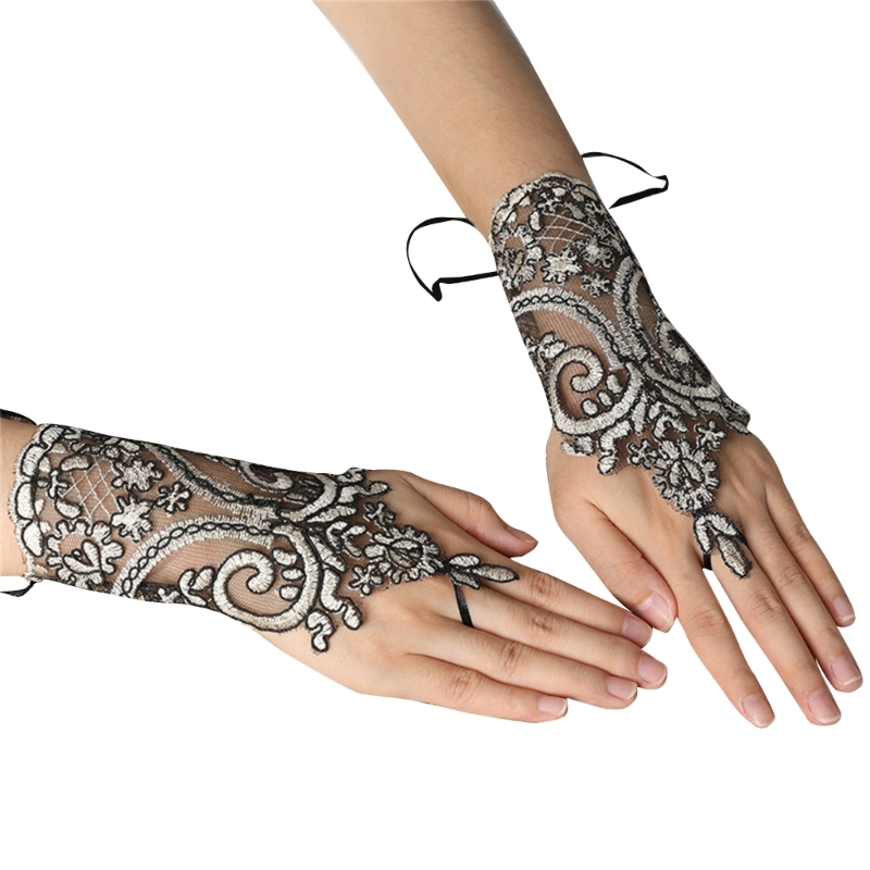 28TF pulsera de ence bordado para fiesta 2025 de boda new guante Medieval antideslizante para mujer