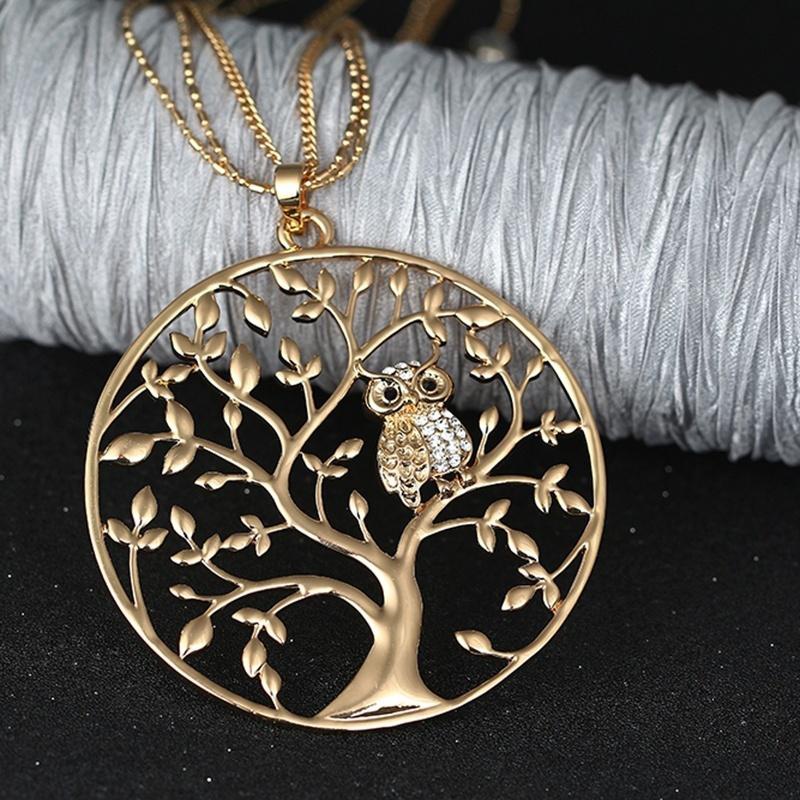 2022 Personality Owl Pendant Necklace for Women Creative Life Tree Hollow Necklace Designer Jewelry Gift Collares Para Mujer