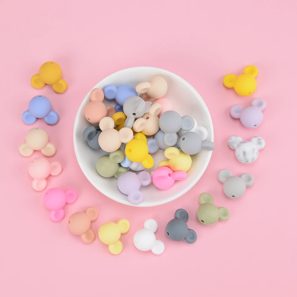 Silicone Beads Food Grade Baby 2025 Teether Toy Soft Chew Teething BPA Free DIY new Charm Necklace mouse Silicone Perle