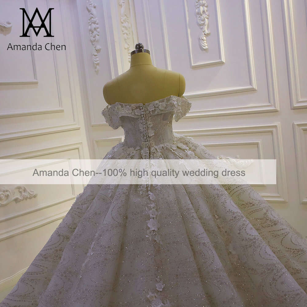 Off Shoulder Lace 3D wers Wedding Dress