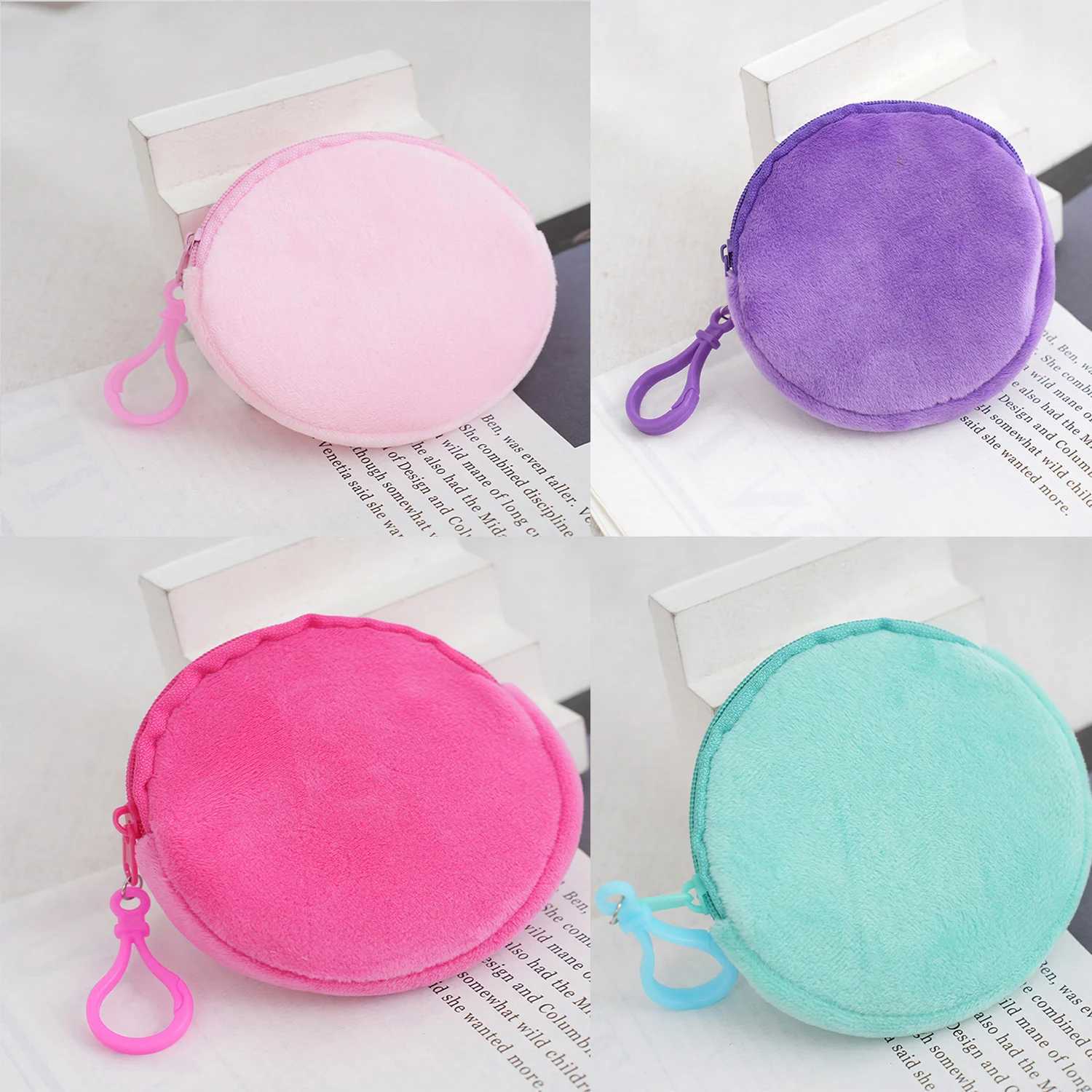 Korean Fi 8.5cm Round Zipper Coin Purse Womens Simple Handbag Card Package Coin Bag Candy Color Purse Key Earphe PouchXJ241111