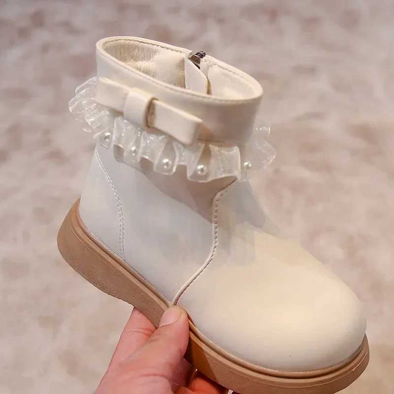 Girls ankle boots lace childrens short boots side zipper anti slip autumn fashionable and elegant girls princess shoes Pu leather M241102