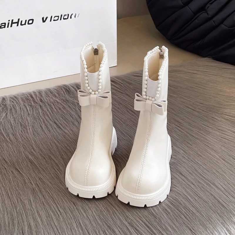 Girls cotton boots cute and elegant childrens princess boots thick soled Versatile childrens tight boots round toe zipper fashionable M241102
