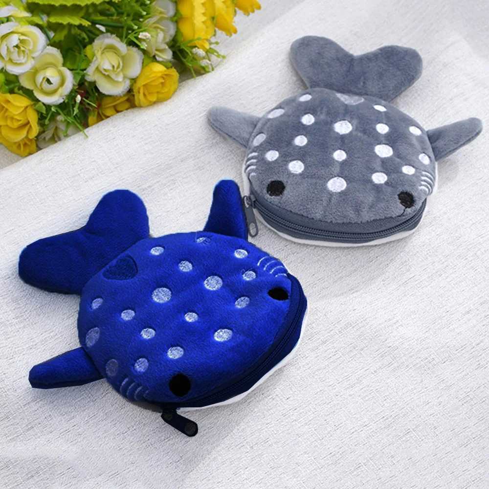 Cute Carto Shark Coin Purse Zipper Plush Women Wallet Coin Bag Headphe Key Data Cable Storage Bag Earphe Cover Coin PouchXJ241111