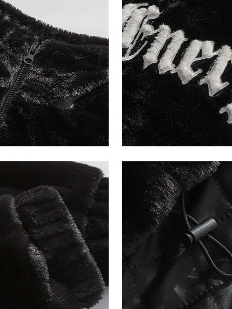 Gmiixder Imitation Mink Fur Stand-up Collar Embroidered Padded Jacket Men Winter Casual Thickened Coat Unisex Warm StreetwearXJ241102