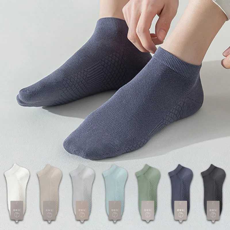 3Pairs Soft Mens Solid Color Ankle Sock Breathable Sweat-Absorbent Comfortable Cotton Low Cut Sports High Quality Male Sox LX241102
