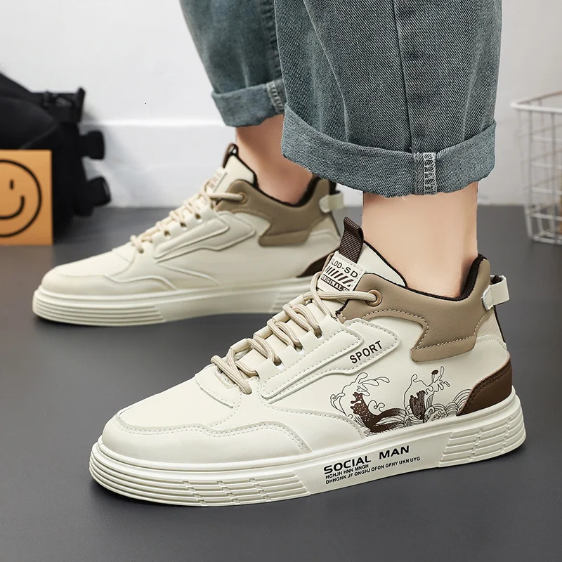Men's 2023 New Autumn Casual Workwear Mid Top Retro Board Sports Versatile Trendy Shoes a848e