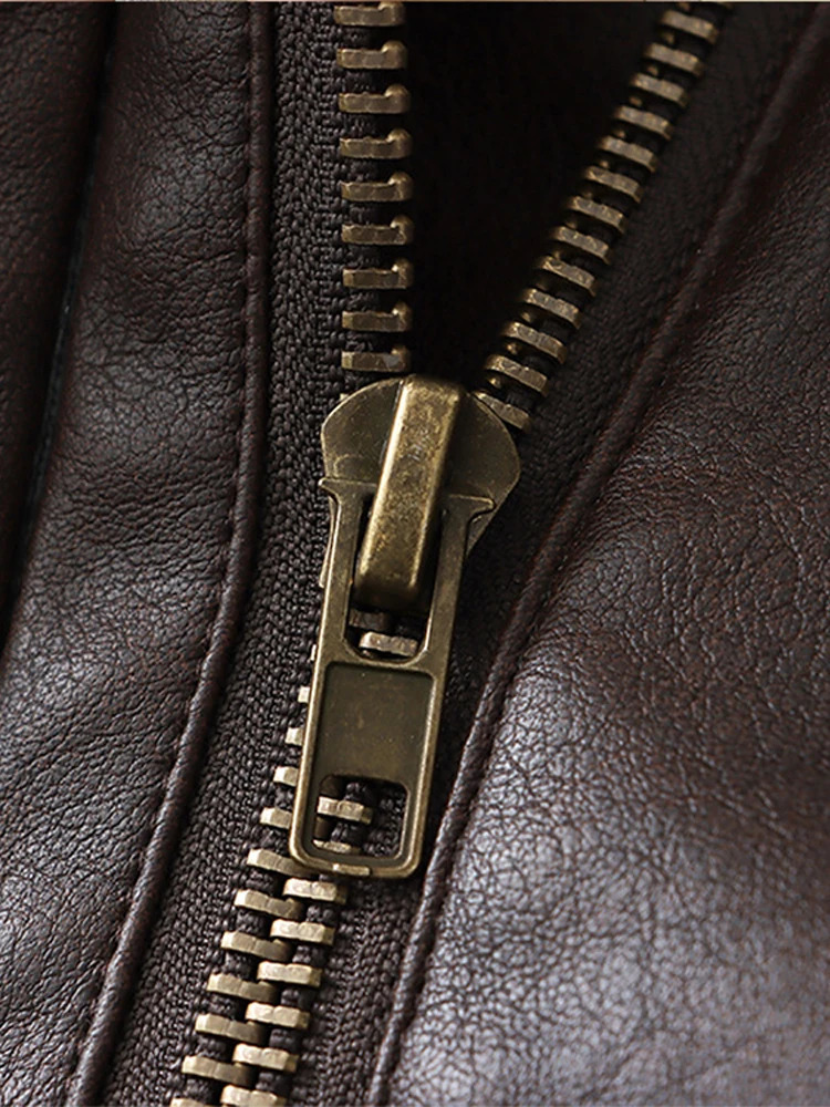 Retro womens PU leather jacket with oversized collar long sleeved zipper womens solid jacket autumn womens jacket 241031