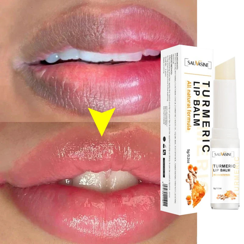 Turmeric whitening lipstick black matte removal exfoliation light pigment dead skin r nourishing faded lip line care 241031