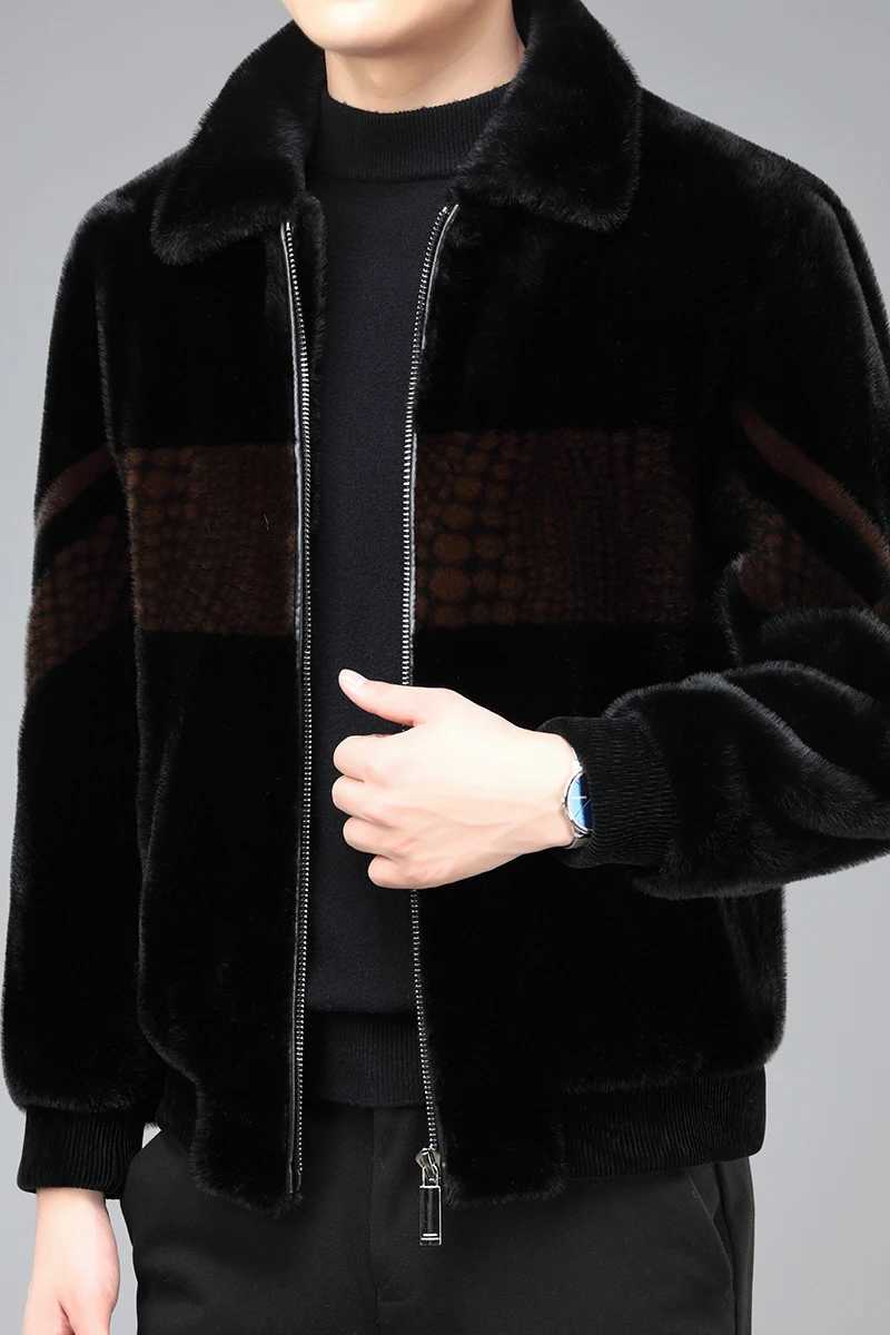 Winter Coats for Men Mens Faux Fur Coat 2024 Square Collar Winter Jacket Business Thickened CoatXJ241102