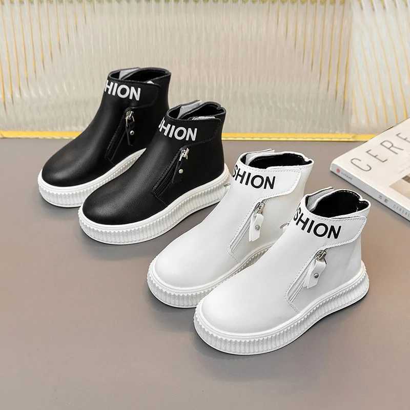 Autumn and winter baby boots anti slip British sled childrens side zipper design single boot leather shoes anti slip M241102