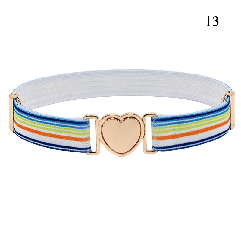 Wave Point Striped Waistband Kids 2025 Elastic new Belt Heart Shape Buckle Adjustable Stretch Waist Belt Star Pattern Children Belt DIY