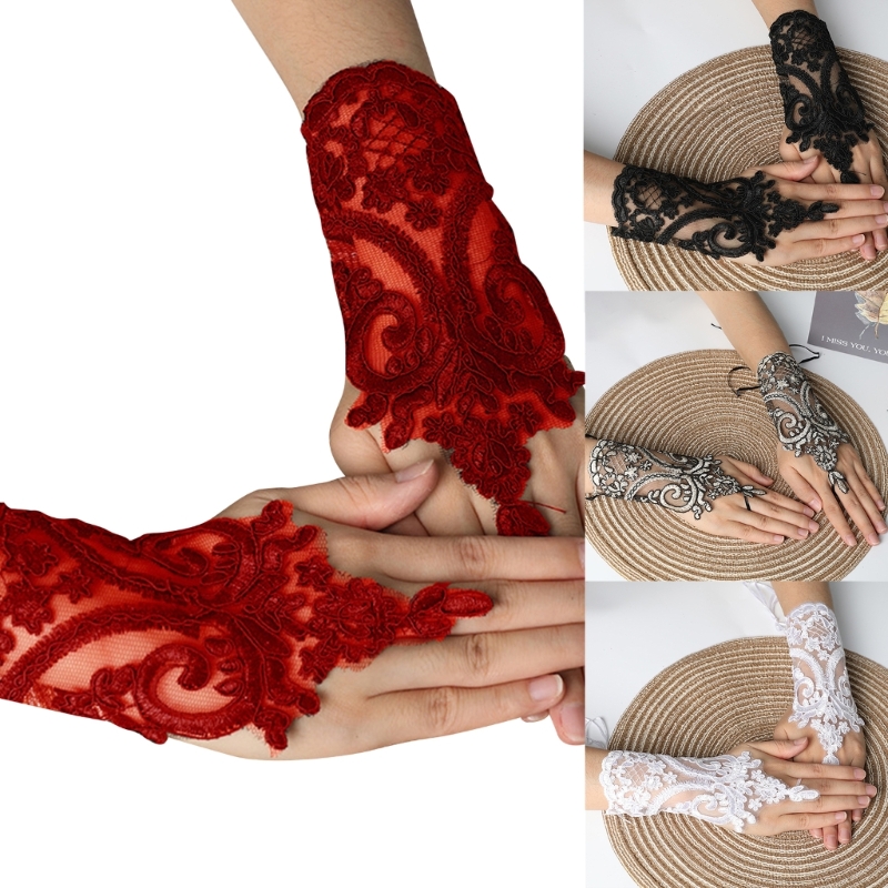 28TF pulsera de ence bordado para fiesta 2025 de boda new guante Medieval antideslizante para mujer