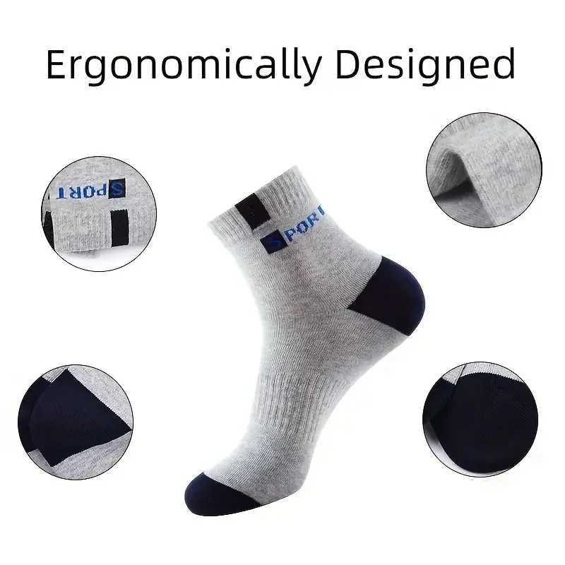 10pairs Men Anti-odor Breathable Sweat-absorbing Mid-calf Suitable For Outdoor Running LX241102