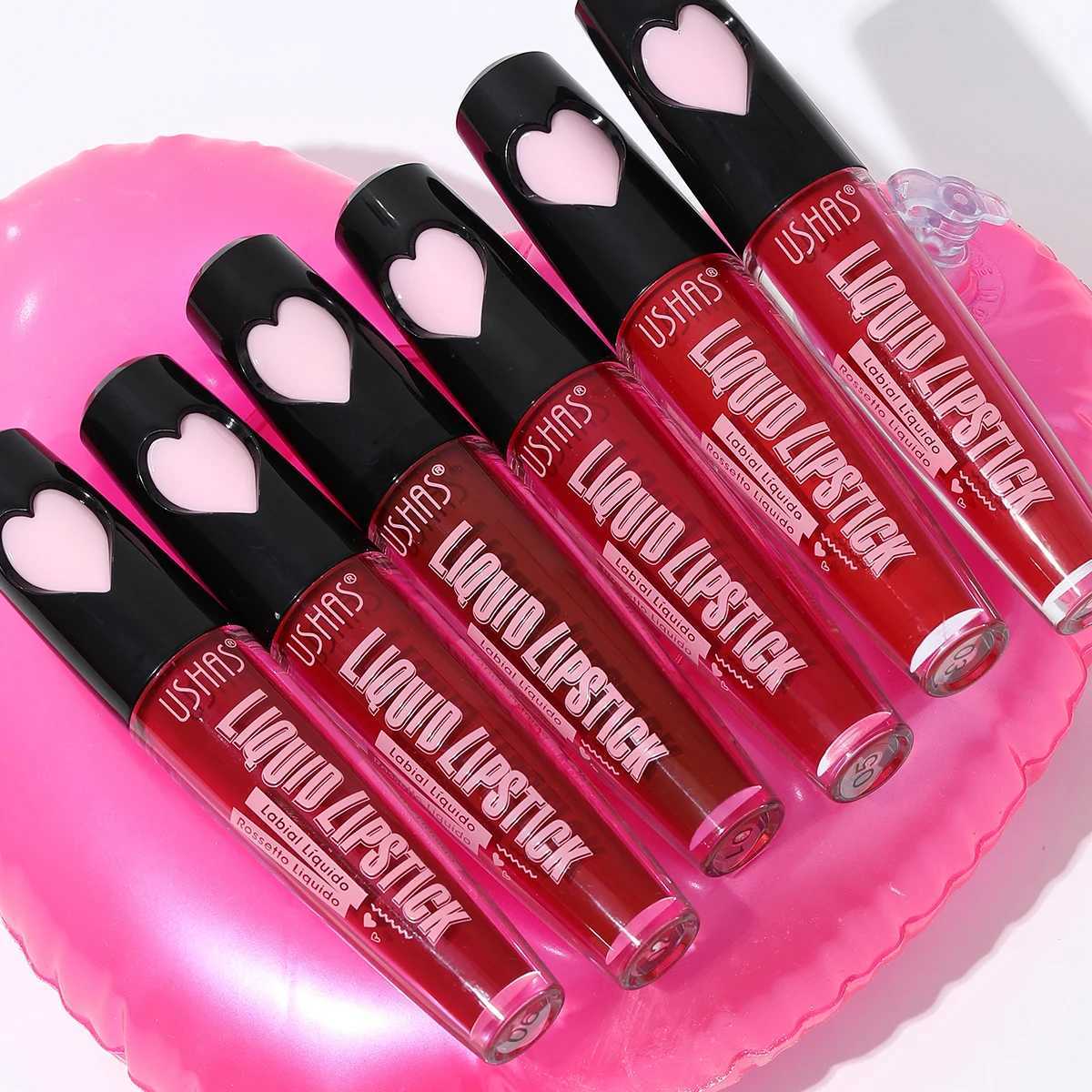 USHAS 6 Color lipstick Long lasting moisturizing lip color Heart shape design Simple color liquid lipstick W241101
