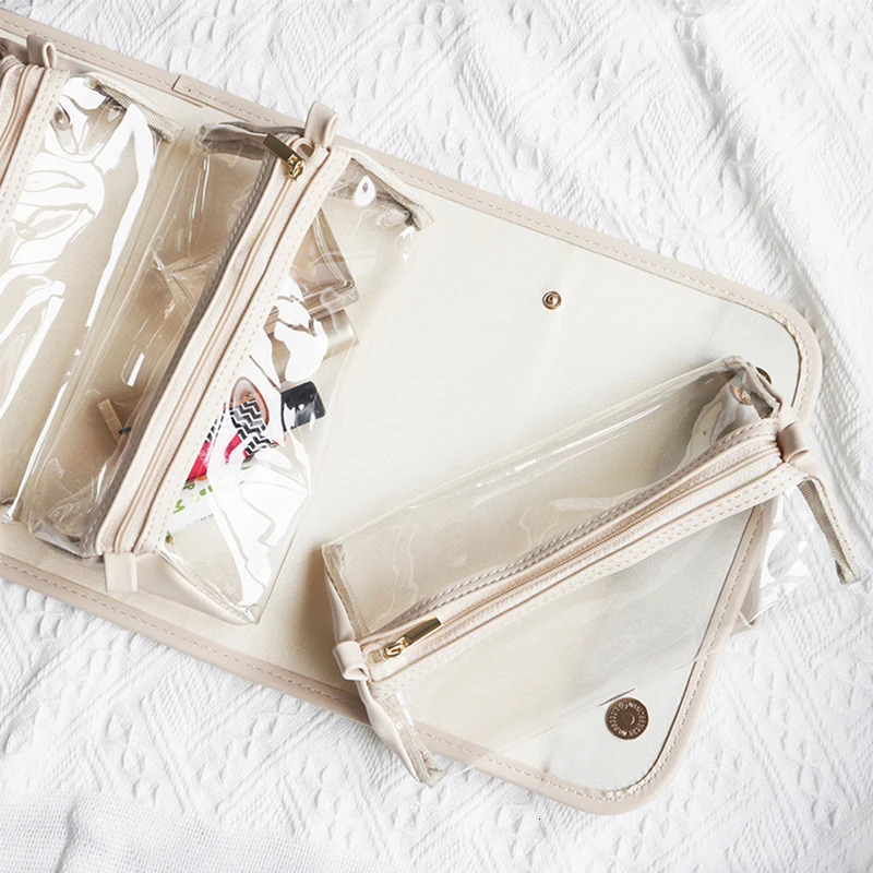 Travel portable toilet bag PU leather custom name makeup bag waterproof independent makeup bag classification storage organizer 241031
