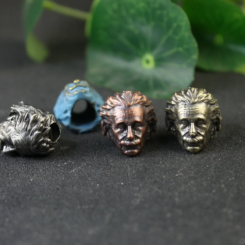 EDC Brass Great Physicist Head 2025 Sculpture Knife new Bead Lanyard Pendants Charms Paracord Bead DIY Umbrella Rope Bracelet Accessories
