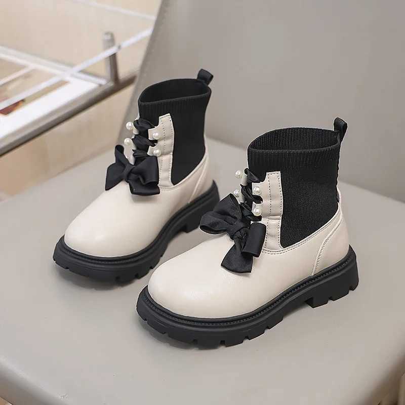 Childrens autumn boots elegant and chic girl princess boots thick soled sweet bow knot childrens fashion boots runway version M241102