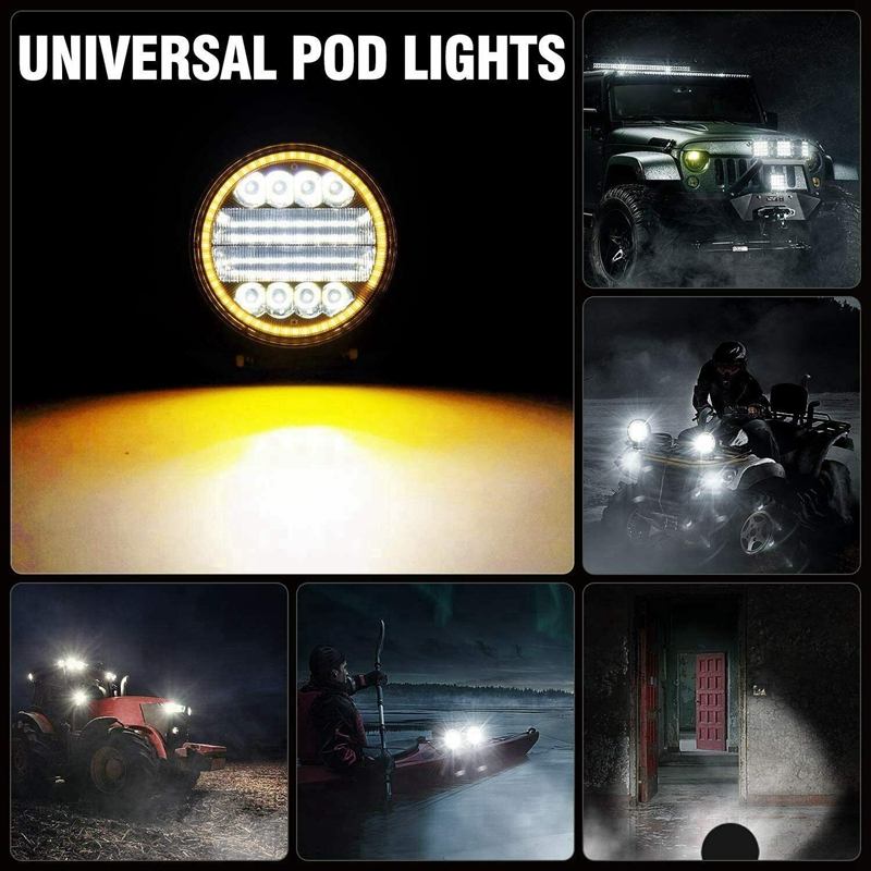 2X 4 Inch 200W LED Work Light Combo Spot Flood Off Road Driving Amber Fog Lamp