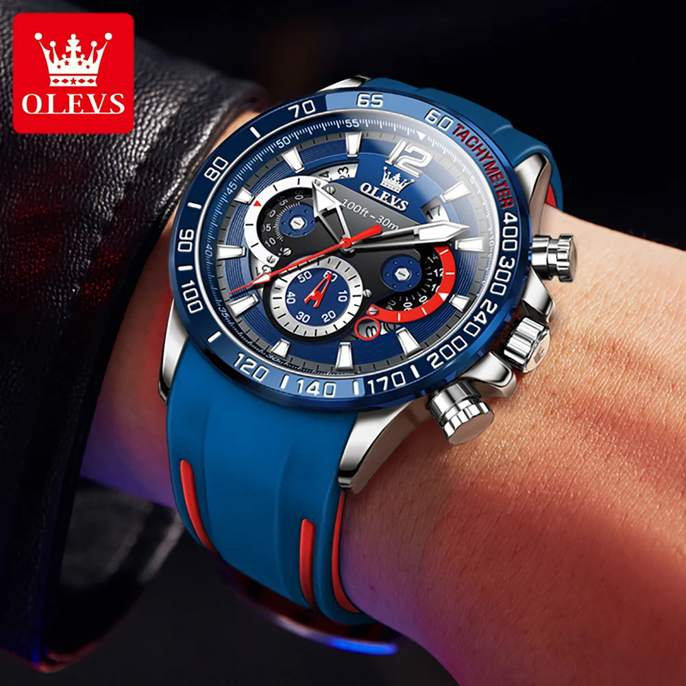 OLEVS new Quartz Watch for Men Original TOP Brand Rubber strap Waterproof Luminous Date 2025 Week Men's Quartz Watch reloj hombre