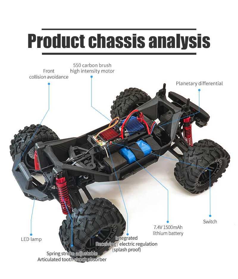 RC Car 1/10 4WD 2.4G Remote Control Car 550 Carbon Brush Powerful Motor Drift Off road Desert Racing Car Remote Control Truck Toy X241101