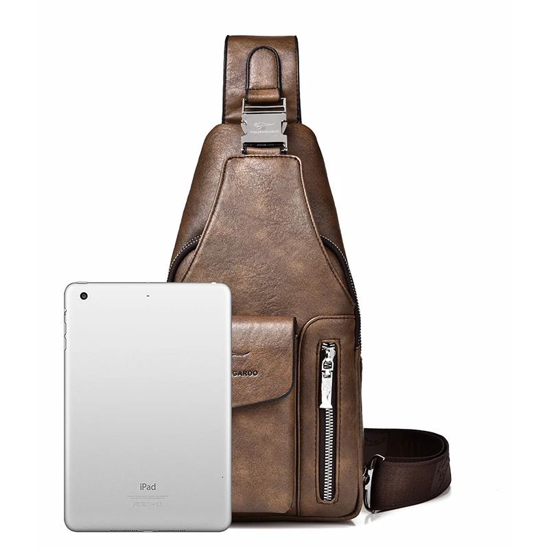 Kangaroo Men Chest Bag Leather Belt Sling Pack Crossbody Bags Male Business Messenger Shoulder Gift For Husband 241029