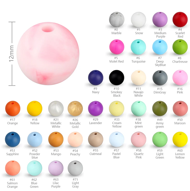 12mm 50pcs Silicone Beads Food Grade Silicone Teether Round Beads Baby Chewable Teething Beads new Teether for DIY 2025 Pacifier Chains