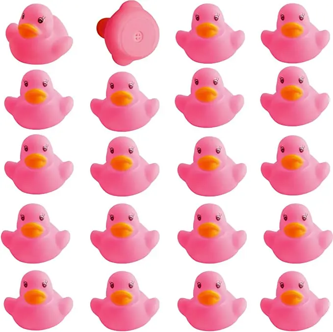 20PCS Rubber 2025 Duck Baby Bath Toys Pink Rubber Ducks Float Squeak Duckies Gift for Baby Toddler new Infant Shower Swimming Pool Party