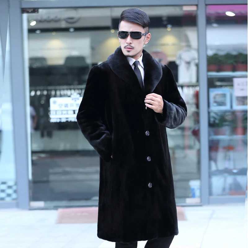 Mens fur coat mink coat winter warm long casual plus sizeXJ241102