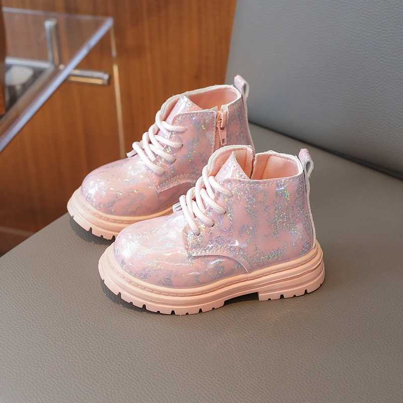 Childrens ankle boots boys girls patent leather gradient short boots childrens fashionable princess boots side zipper anti slip M241102