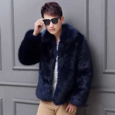 Mens Black Faux Fur Coat Winter Thick Warm Faux Mink Fur Overcoat Men Streetwear Long Sleeve Windbreaker Outerwear Oversize XxxlXJ241102