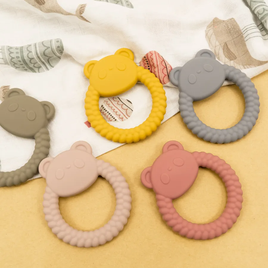 1PCS New Kawaii Panda Shape Teether Toys Silicone Teether Ring Baby Shower Gift Kid Teething new Toys 2025 Newborns Chewing Accessories