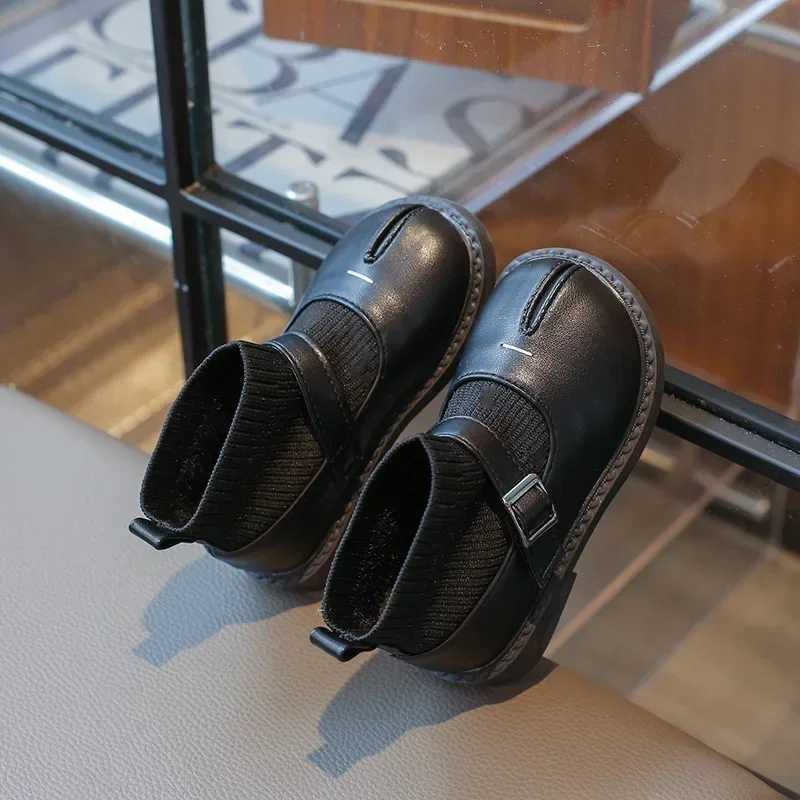 new girls ankle boots fashion patch work winter childrens flat shoes custom childrens cotton boots anti slip hook and loop M241102