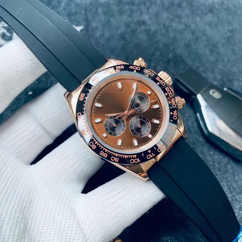 U1 Top-grade AAA Fashion Day Tona 116519LN Watch Men Designers Watches Ceramic Bezel Automatic Mechanical Movement Waterproof Rubber Strap Wristwatche